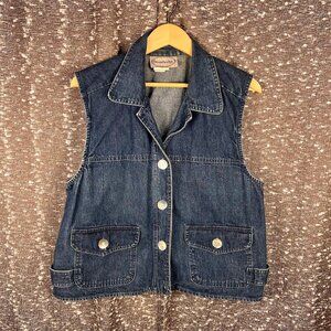 Vintage‎ Stonebridge Blue Denim Button-down Vest Size Large